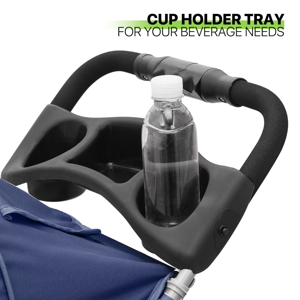 Foldable Pet Stroller with Wheels, Storage Basket and Cup Holder, Navy Blue I927