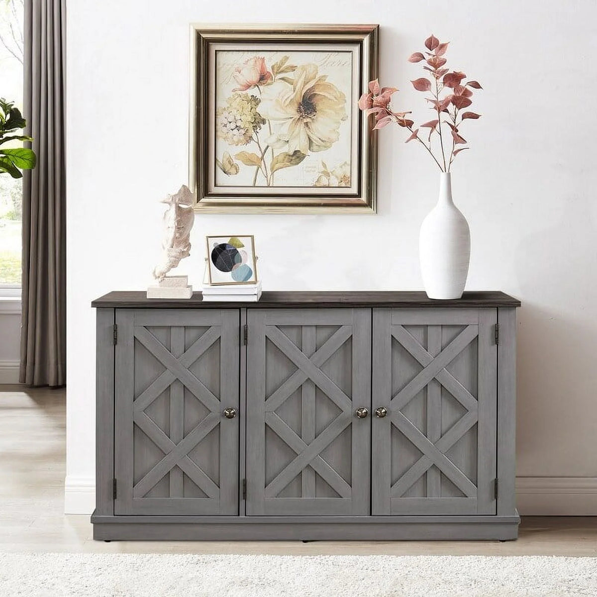 48" Wood Buffet Cabinet with 3 Doors D87526