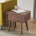 Mid Century Modern Nightstand Side Table with Wood Slat Drawer Storage K99023