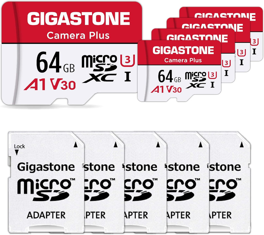 64GB 5-Pack Micro SD Card MicroSDXC Memory Card UHS-I U3 A1 V30 95MB/s with Adapter V68331
