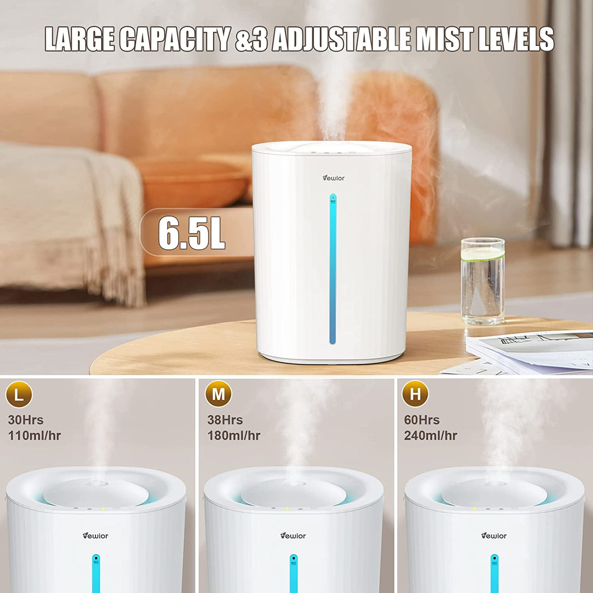 6.5L Top Fill Cool Mist Ultrasonic Humidifier G931238