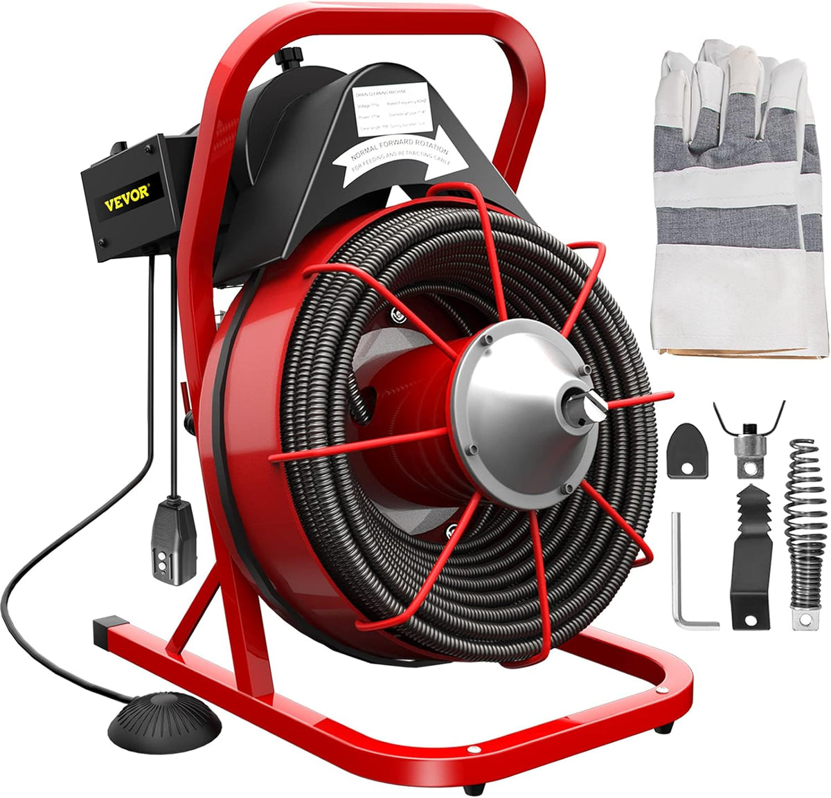75Ft x 1/2Inch 370W Electric Drain Auger Cleaner with 8 Cutters B862113