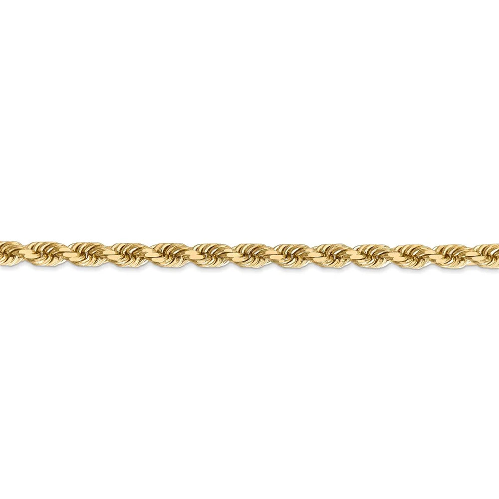 14kt Yellow Gold 4.5mm Diamond Cut Rope Chain with Lobster Clasp, 22 inch F4435