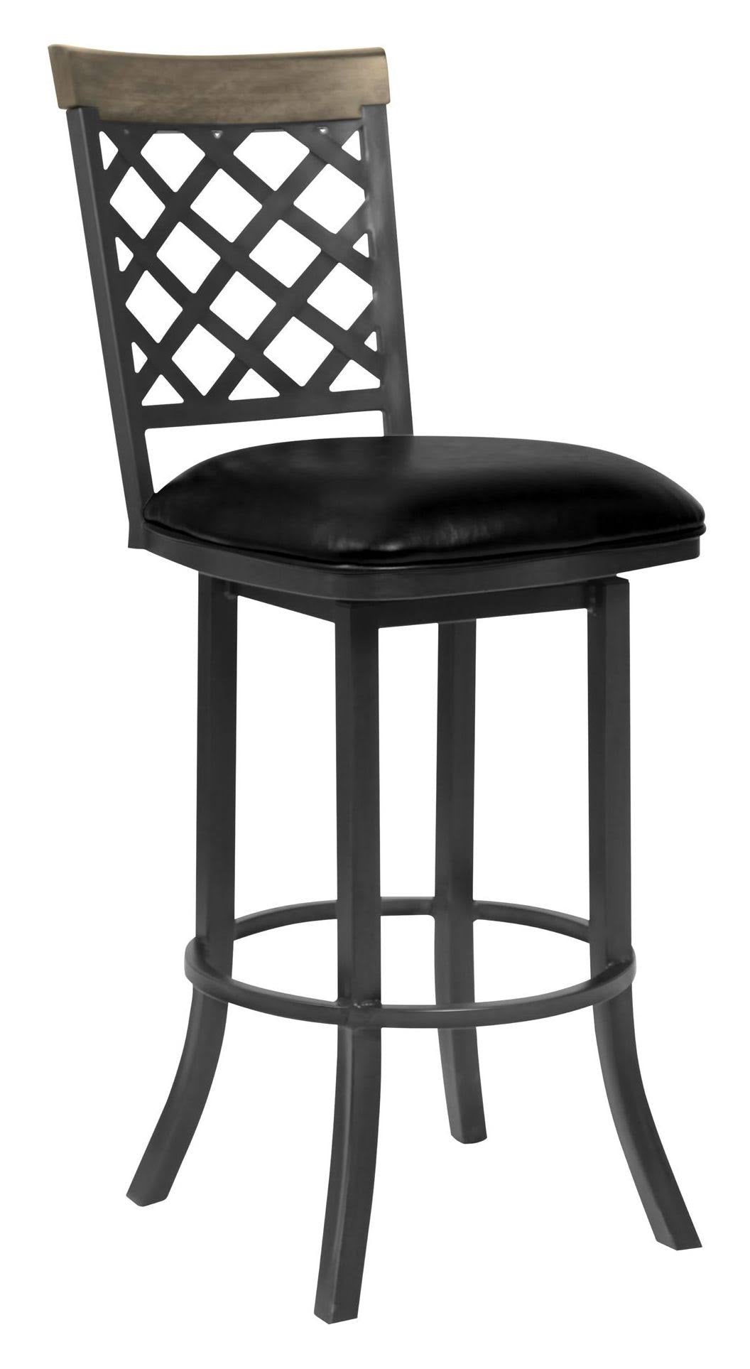 26x22 Counter Height Barstool in Mineral Finish with Vintage Black Faux Leather and Grey Walnut Y9179