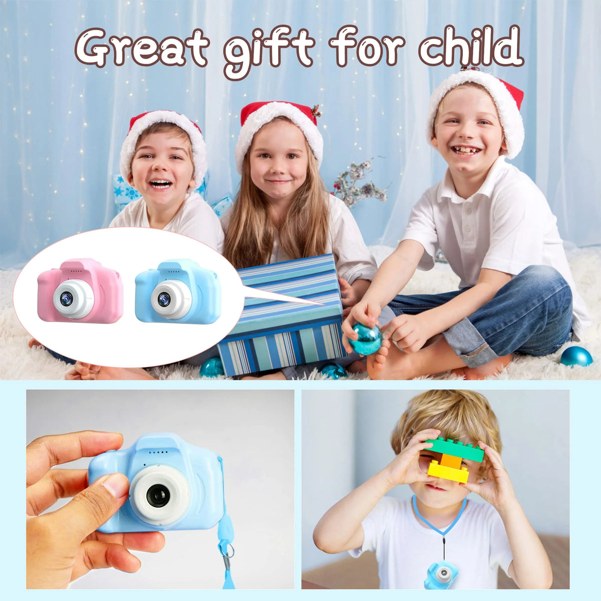 Kids Selfie Camera 1080HD 20MP Digital Camera with 32GB SD Card, Pink G9491