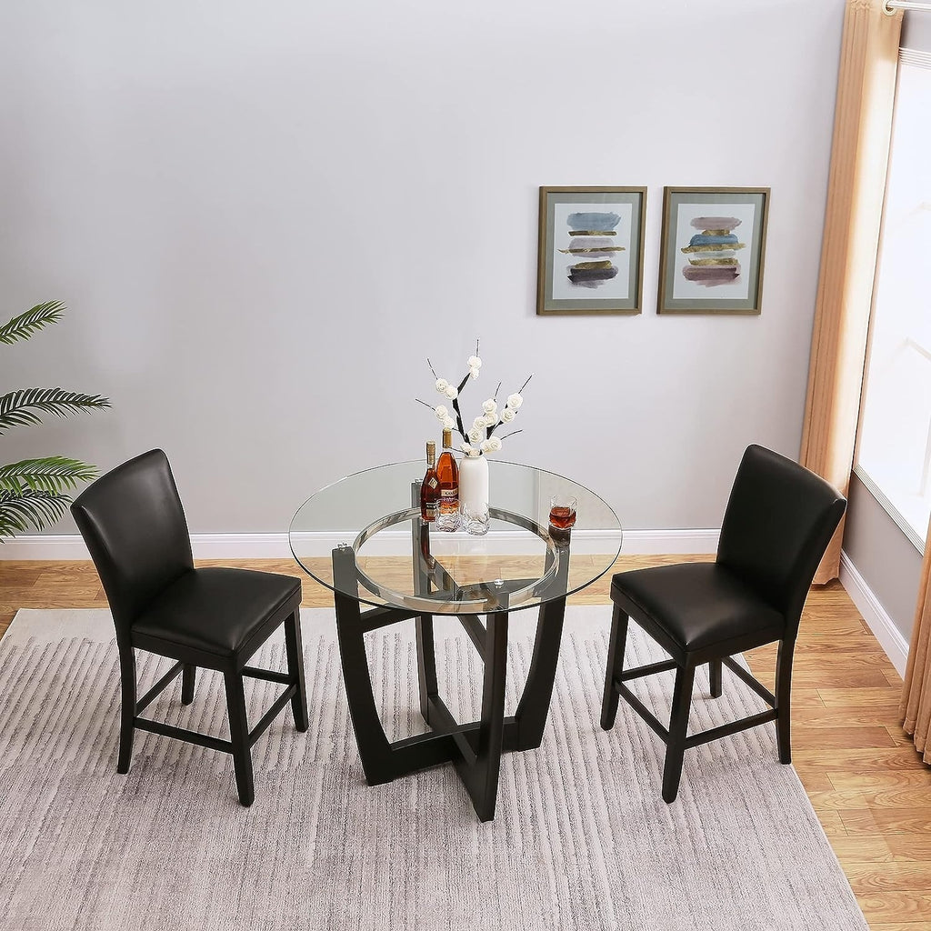 Black Faux Leather Bar Stools Set of 2 U22778