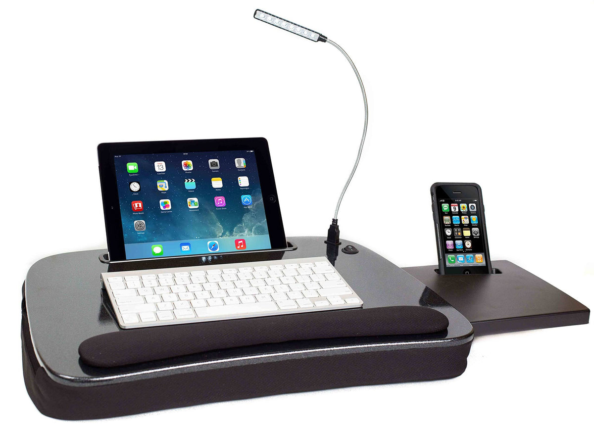 Memory Foam Lap Desk with USB Light Black Top O925127