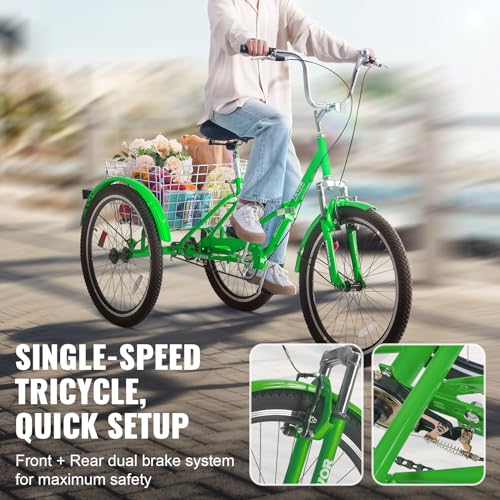 24-Inch Carbon Steel Folding Tricycle with Basket U4200