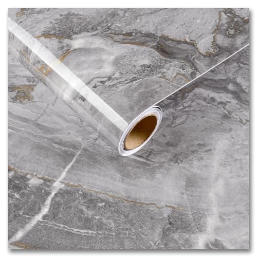 Glossy Beige Silver Marble Self Adhesive Vinyl Roll Wallpaper A6367