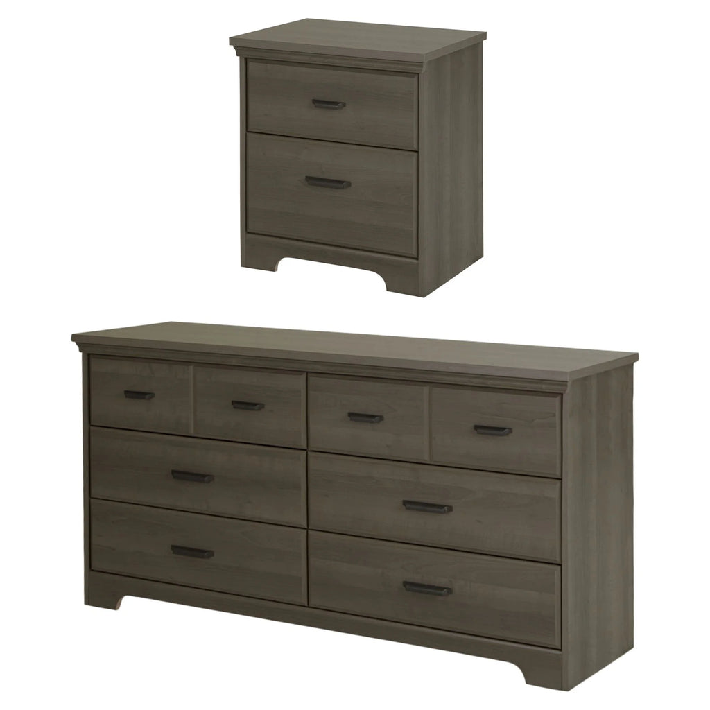 Gray 6-Drawer Double Dresser and 2-Drawer Nightstand A3586