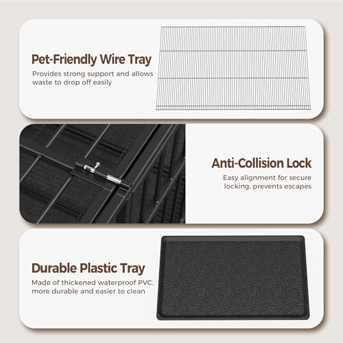 48" 38" Dog Crates with 4 Lockable Wheels, Removable Door and Tray D592440