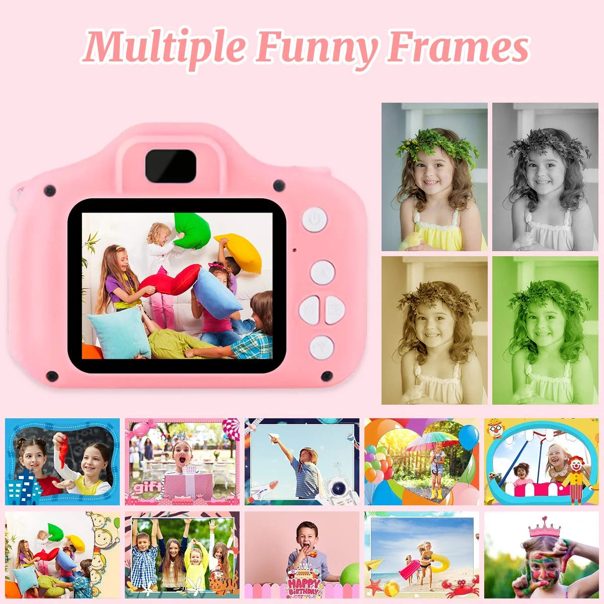 Kids Selfie Camera 1080HD 20MP Digital Camera with 32GB SD Card, Pink G9491