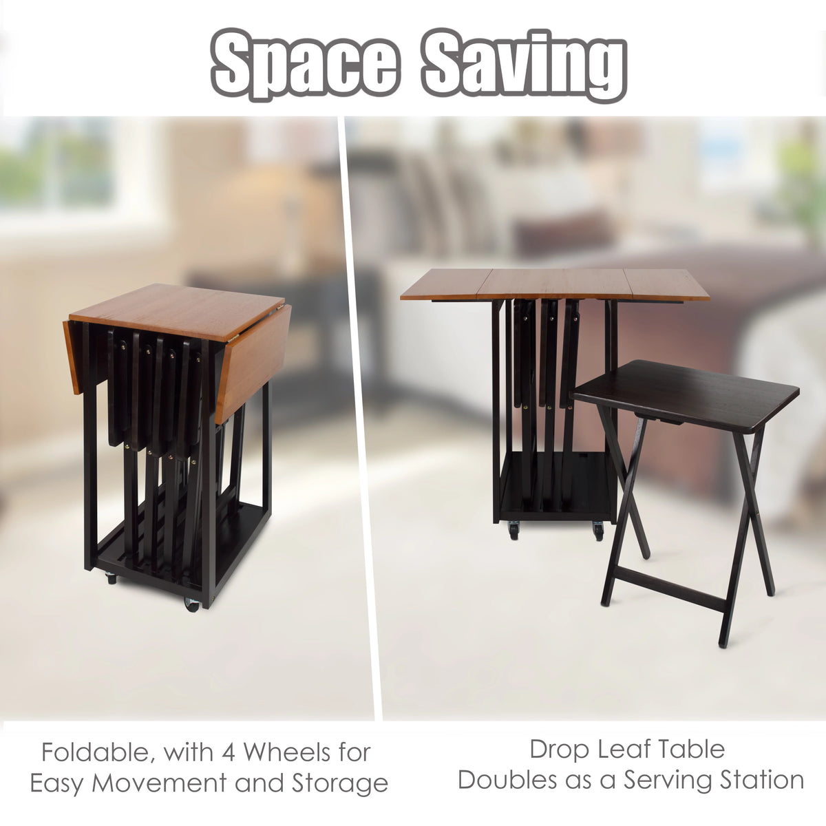 Solid Wood 5-Piece Snack Table Set W3384