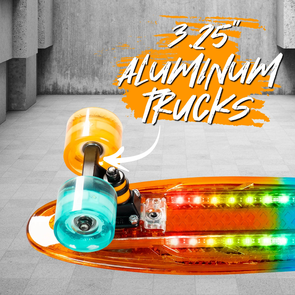 Light-up Skateboard Mini Cruiser 62mm Wheels Complete Board Orange A51167
