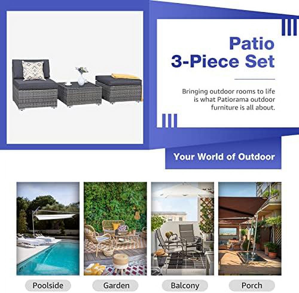 3 Piece PE Wicker Rattan Outdoor Sectional Sofa with Coffee Table N88787