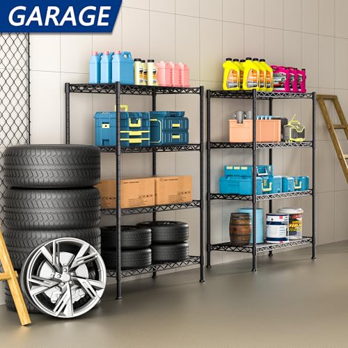Adjustable Heavy Duty 3-Shelf Metal Wire Shelving Black V8862