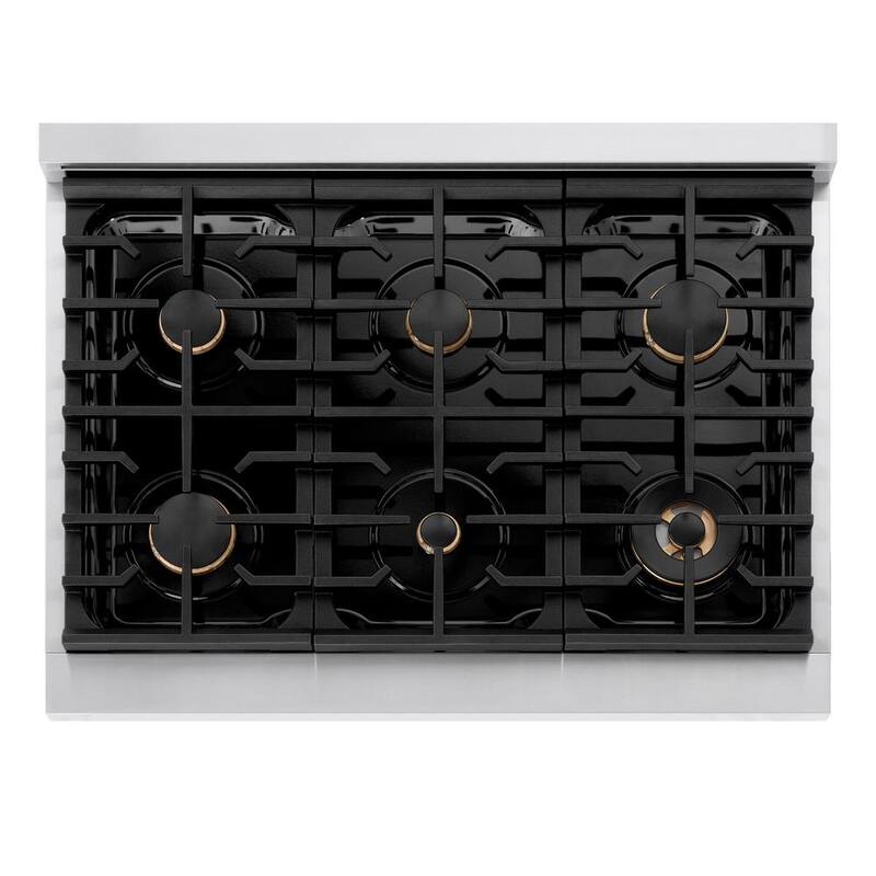 36 in. 6-Burner Freestanding Gas Range and Convection Oven in Stainless Steel and Polished Gold D543