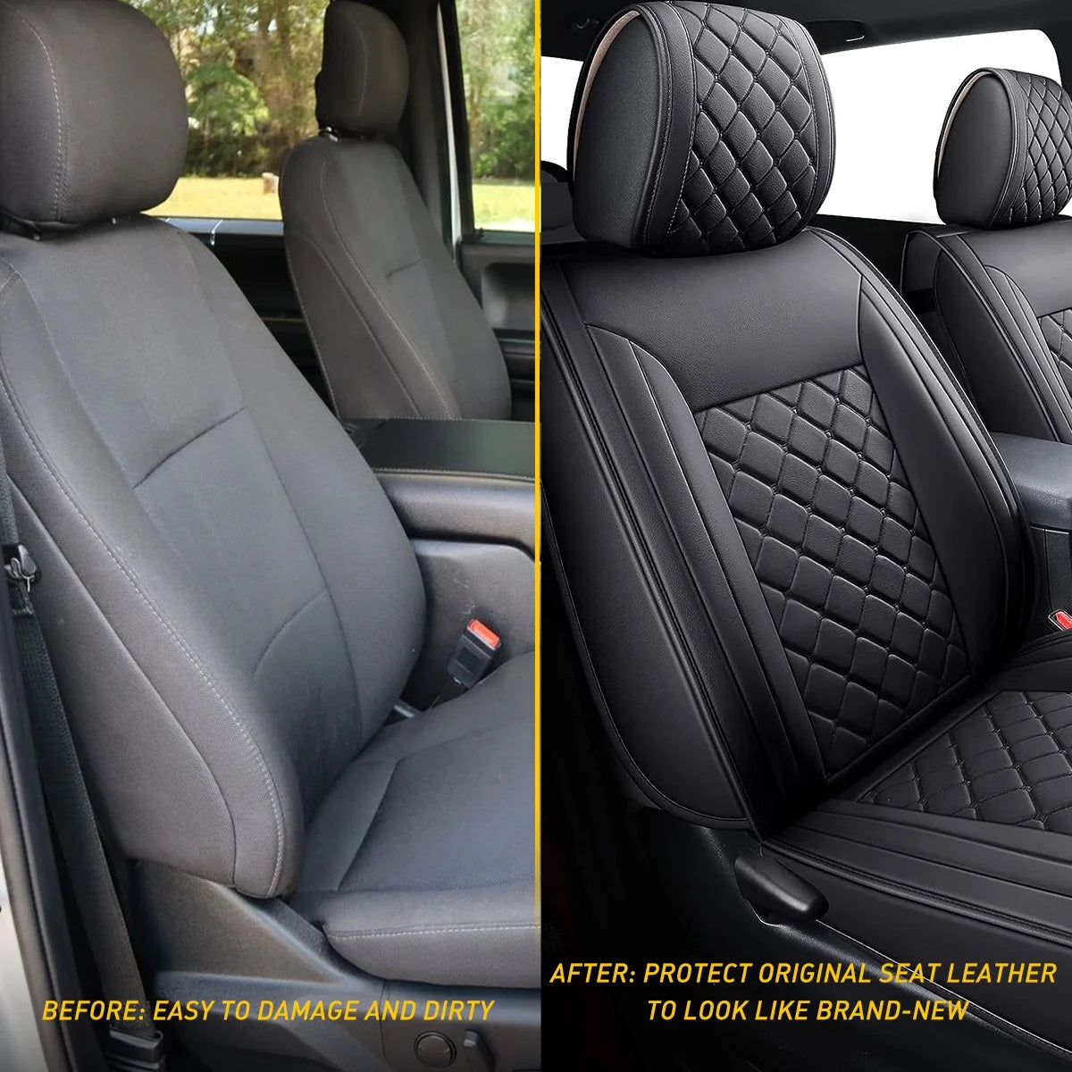 Waterproof Leather Car Seat Covers Full Set for Toyota Tacoma Crew Cab V817