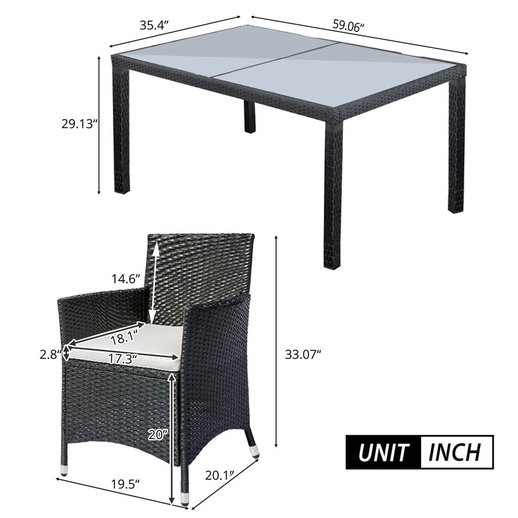 Outdoor PE Rattan Wicker Dining Set of 7 with 6 Chairs L137604