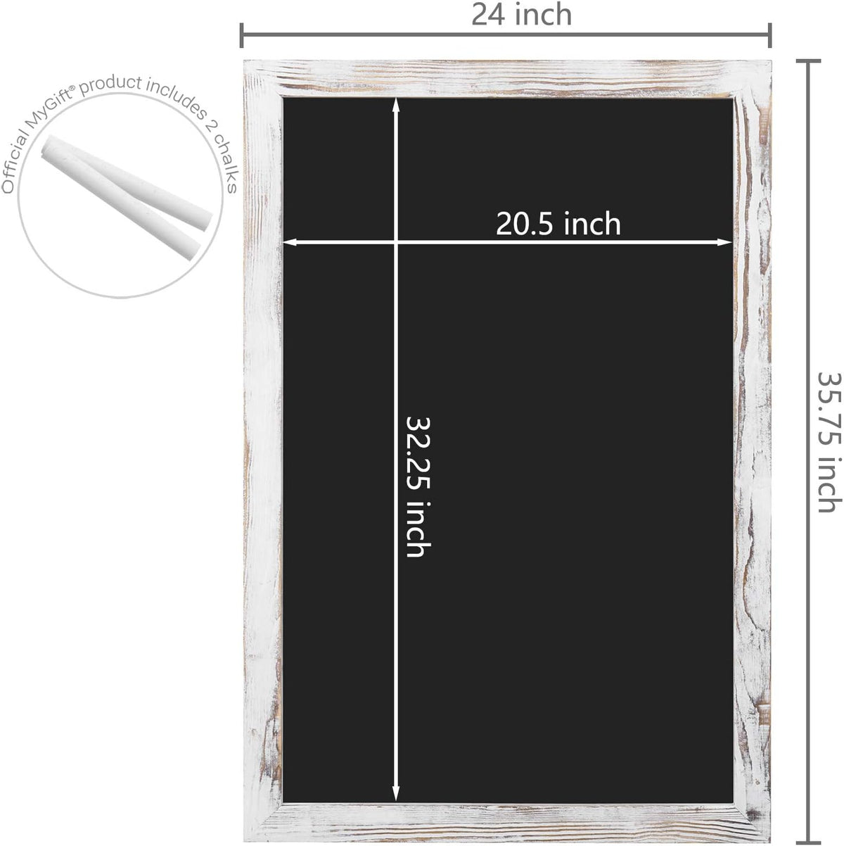 Shabby Whitewashed Wood Framed Chalkboard Sign B713
