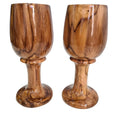 Rustic Dark Brown Wooden Wine Glass Goblet Drinkware Cup Set of 2 M770