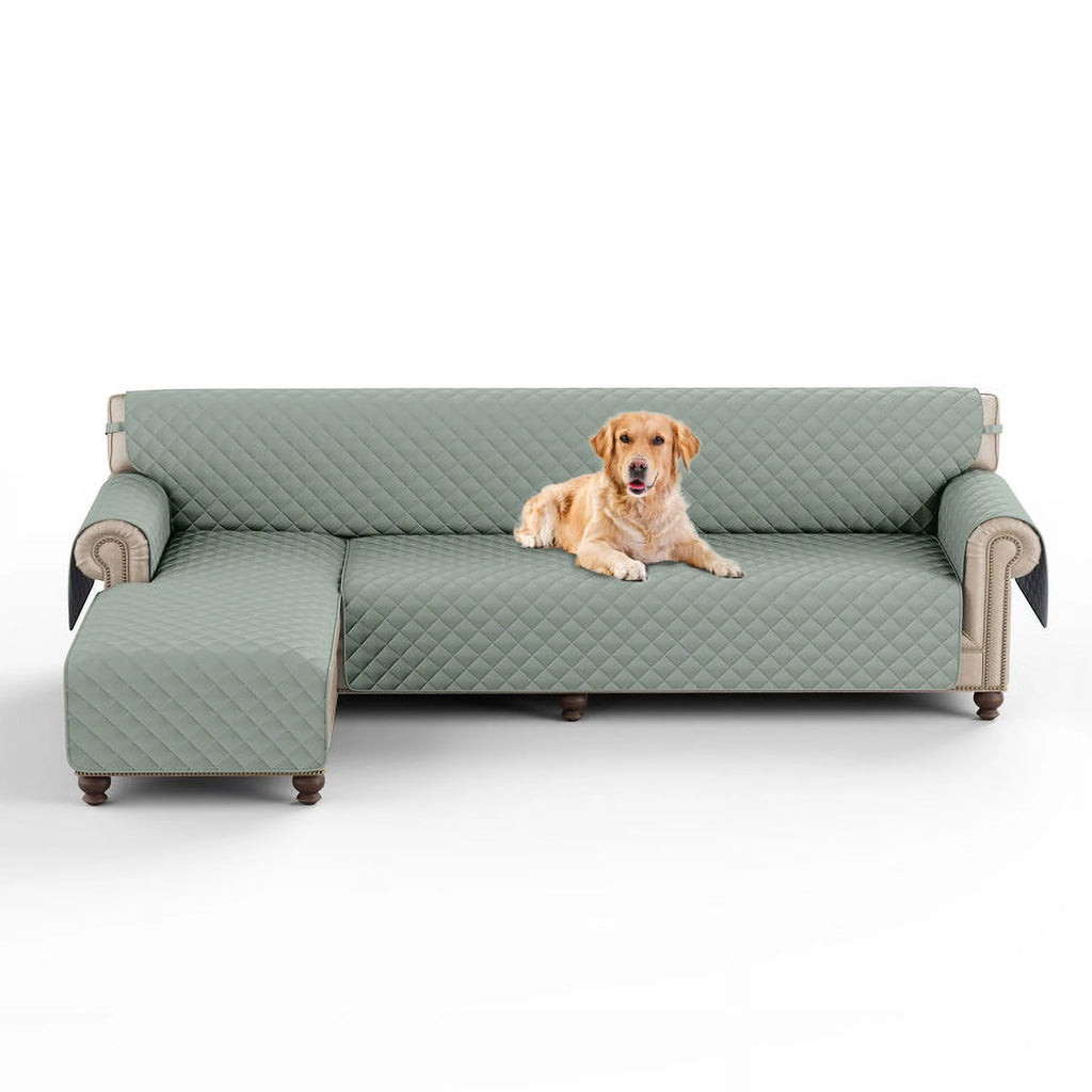 Light Green Reversible Waterproof L-Shaped Sofa Slipcover R885069