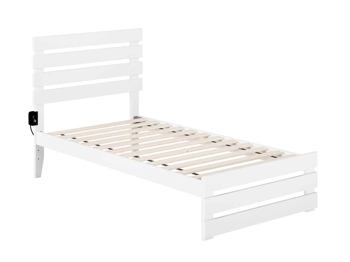 Twin Bed with Footboard in White D457
