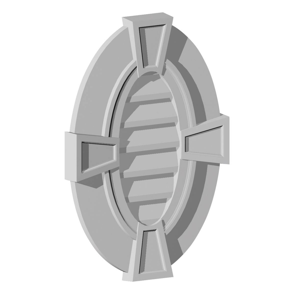 Vertical Oval Louver with Flat Trim & Keystones J60581