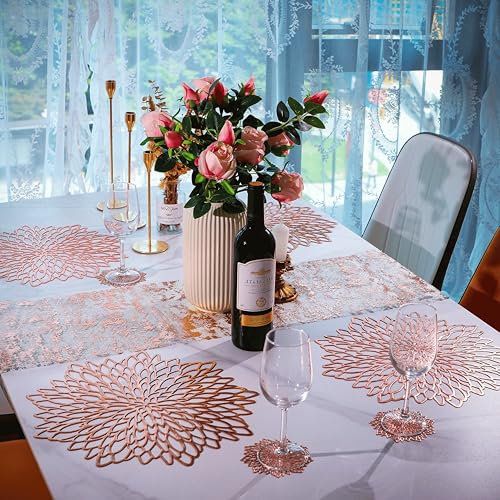6 Pack Silver Metallic Glitter Vinyl Round Placemats W36008