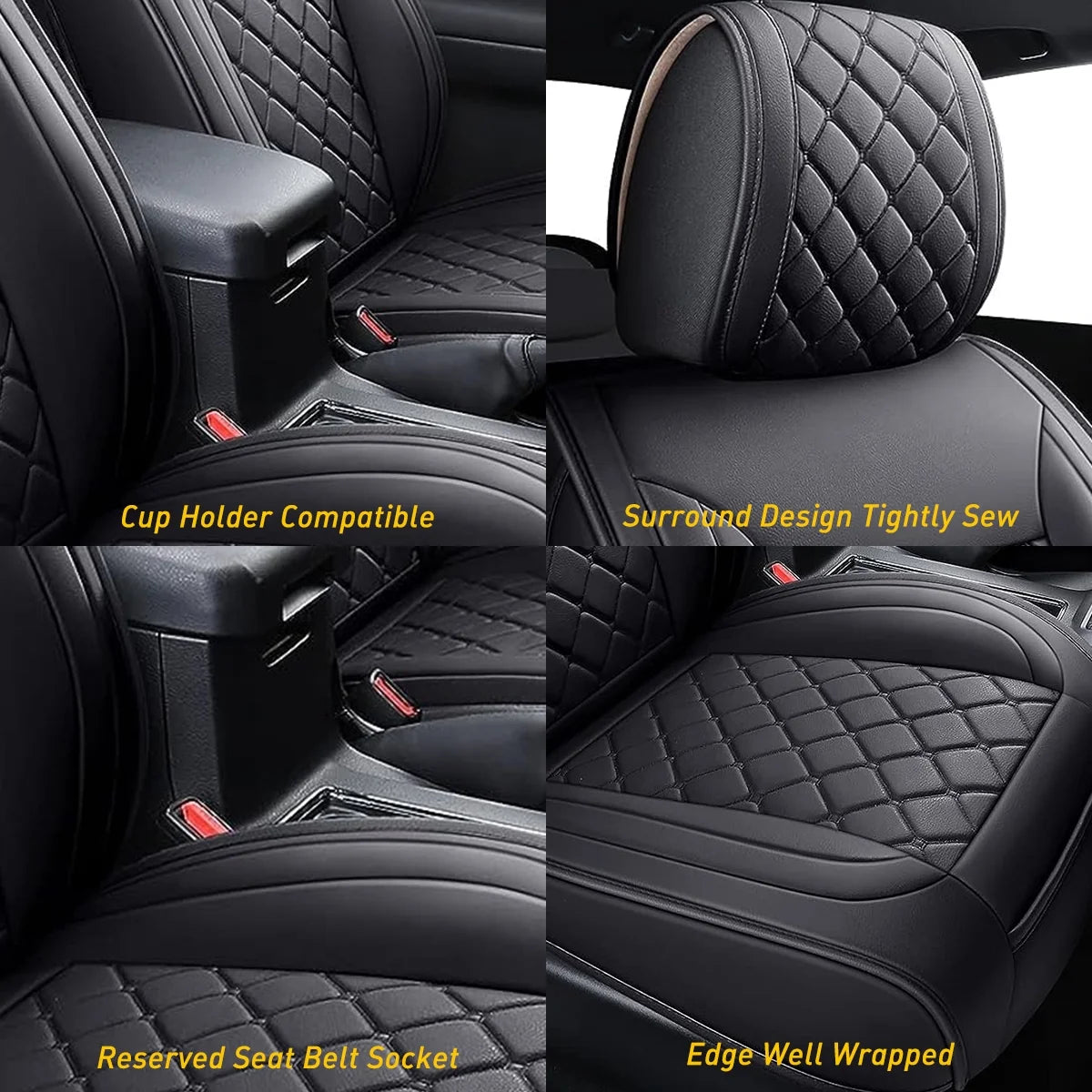 Waterproof Leather Car Seat Covers Full Set for Toyota Tacoma Crew Cab V817
