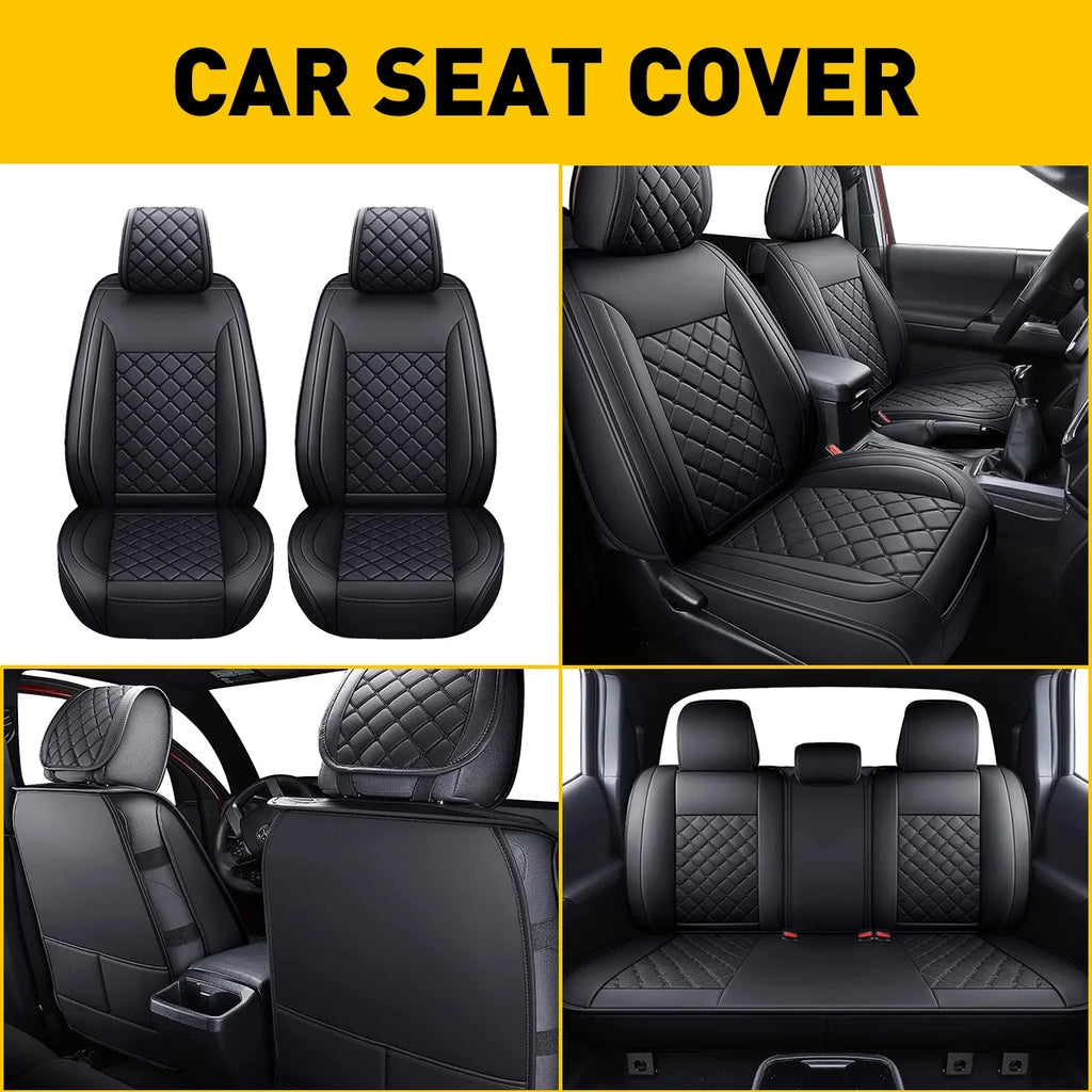 Waterproof Leather Car Seat Covers Full Set for Toyota Tacoma Crew Cab V817