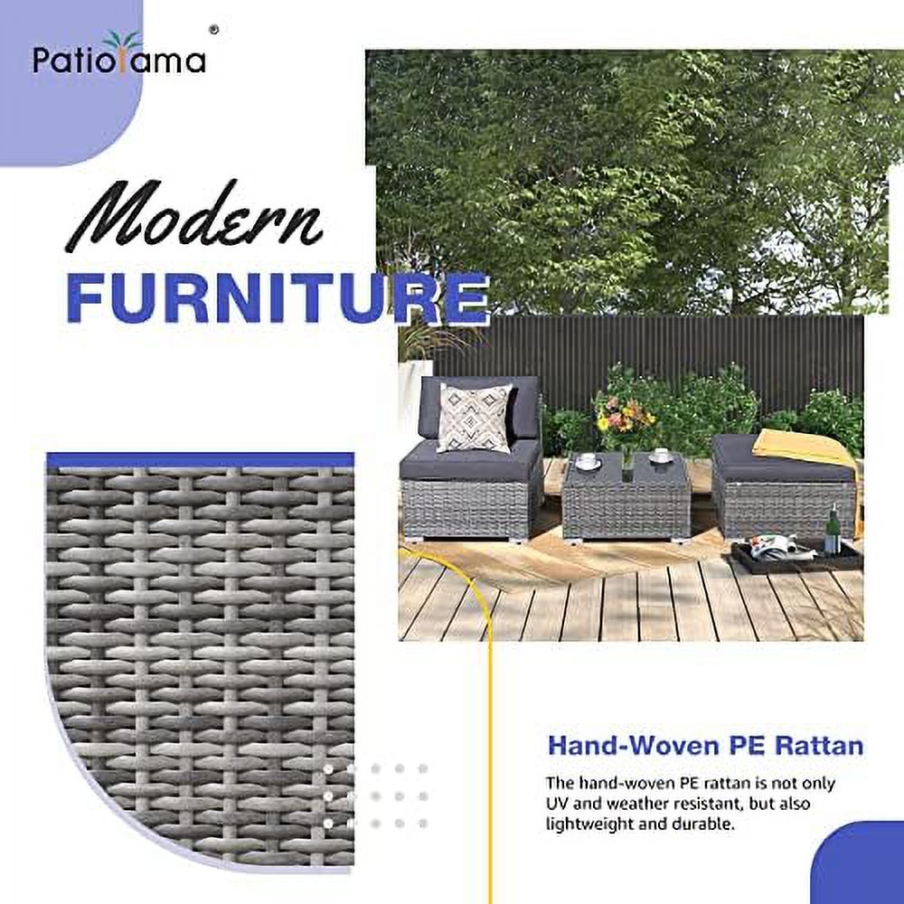 3 Piece PE Wicker Rattan Outdoor Sectional Sofa with Coffee Table N88787