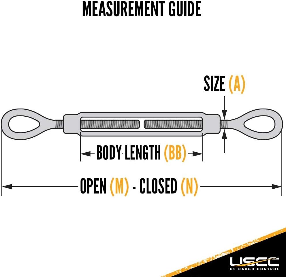 3/8 Inch x 6 Inches Galvanized Eye and Eye Turnbuckles Pack of 2 R5052