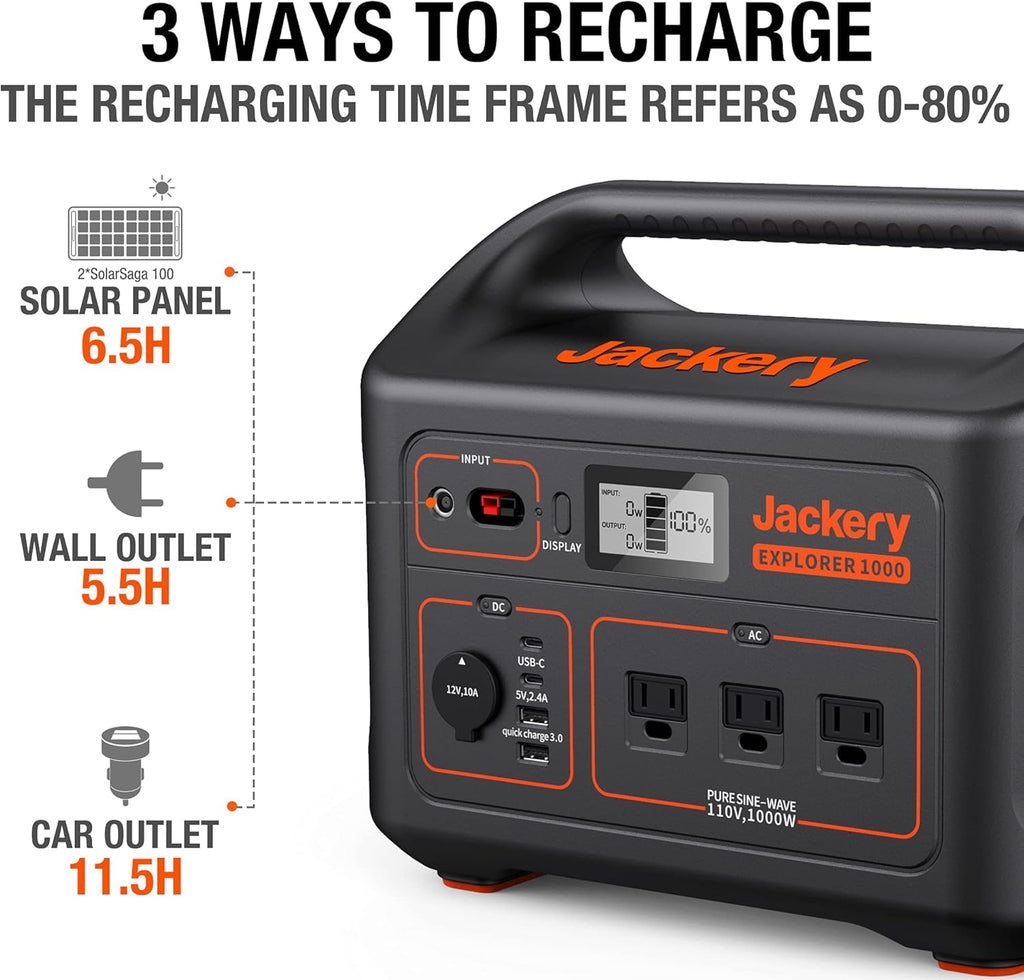 Portable Power Station 1002Wh Solar Generator with 3 AC Outlets Y47864