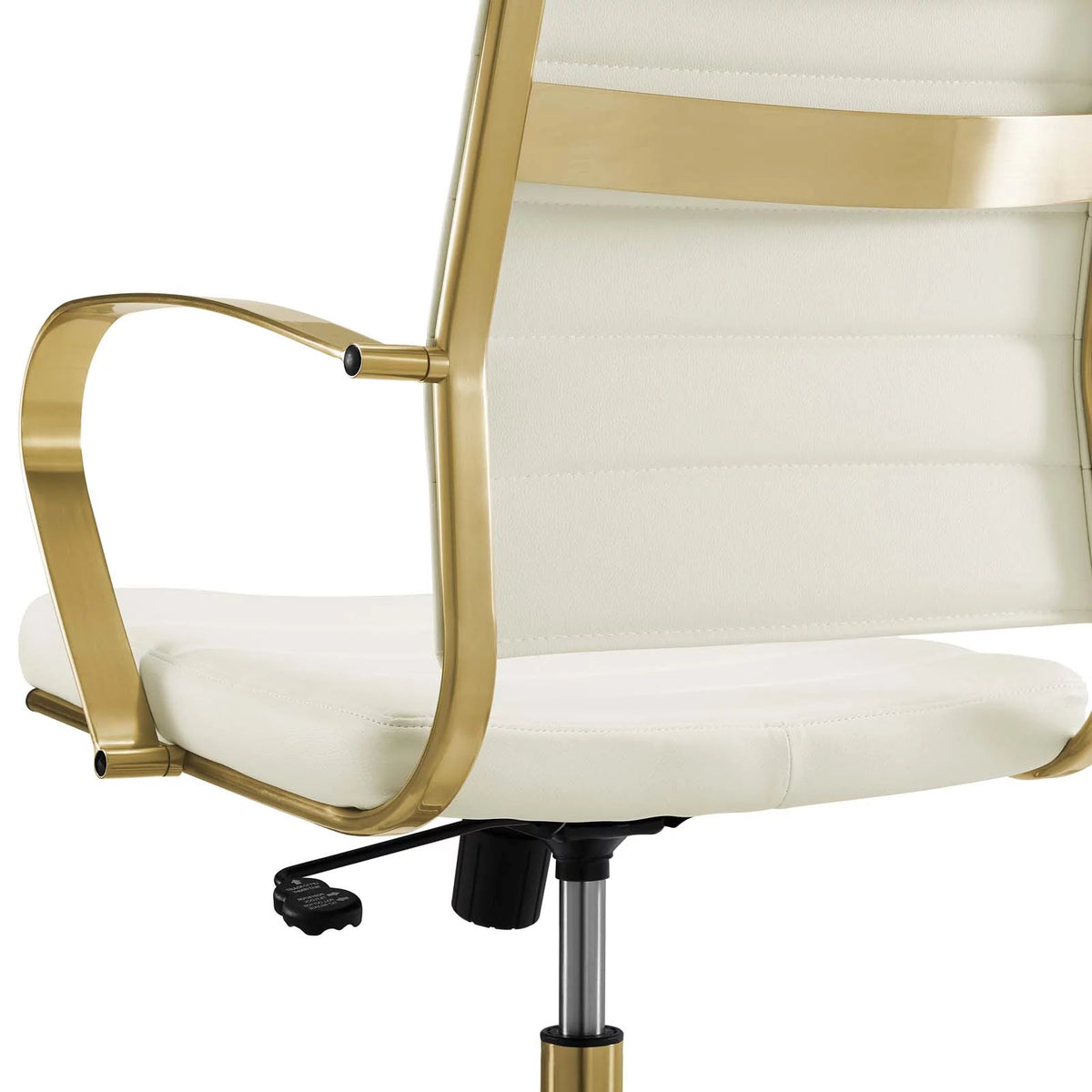 Gold White Faux Vinyl Leather Aluminum Office Chair N4160