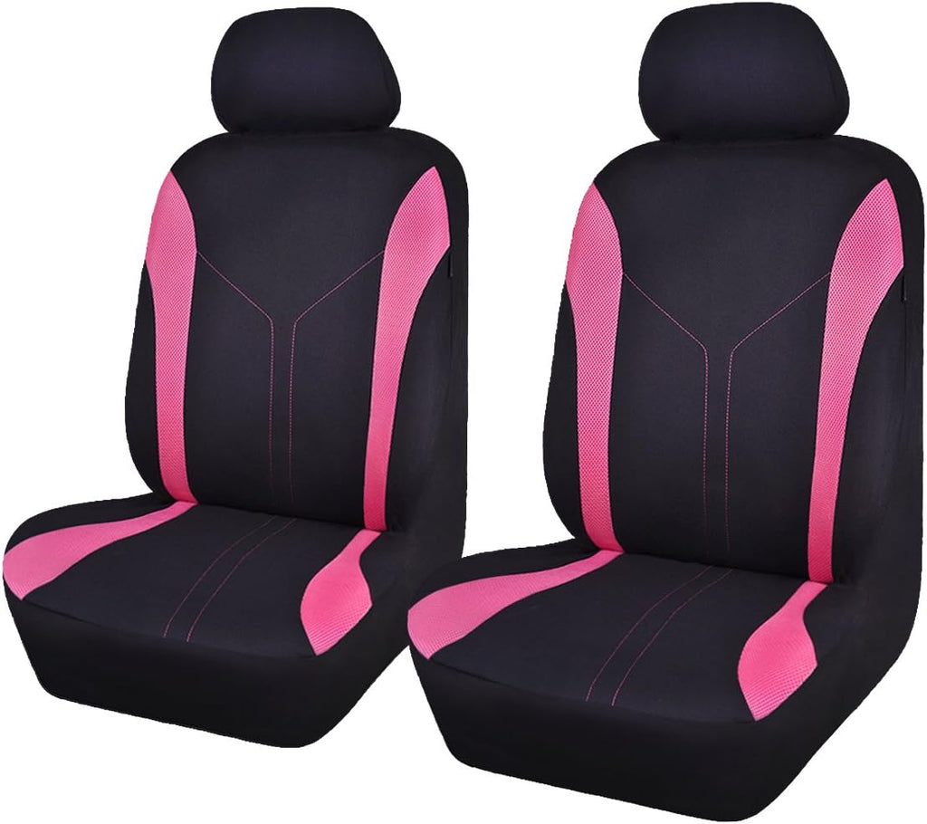 Black Pink Polyester Car Seat Covers N343174