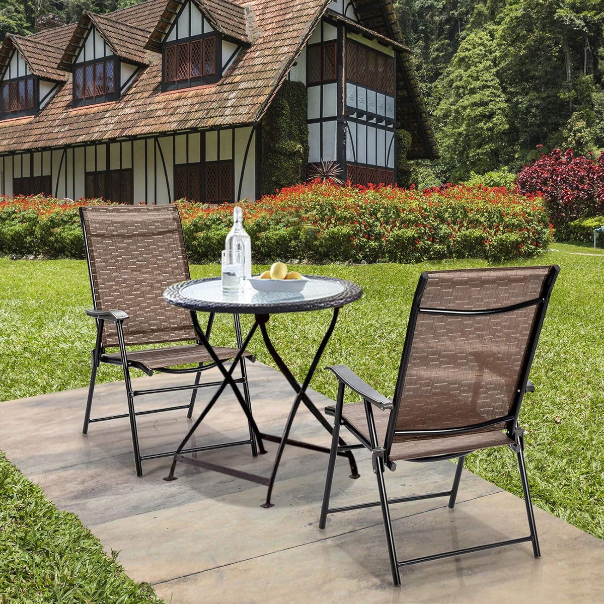 2-Pack Patio Dining Chairs with Armrest B58366