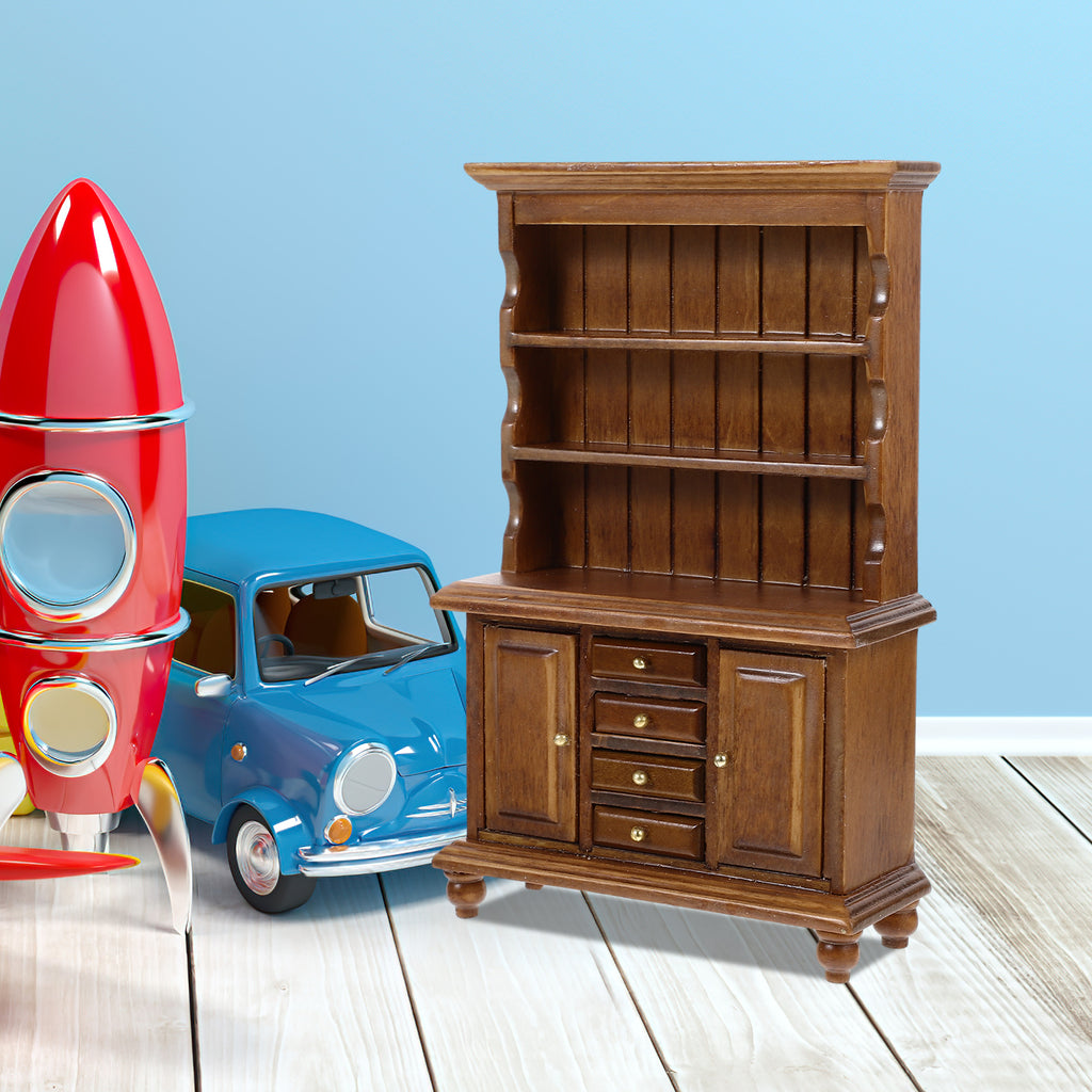 Walnut Color Wooden Dollhouse Miniature Bookcase B191198