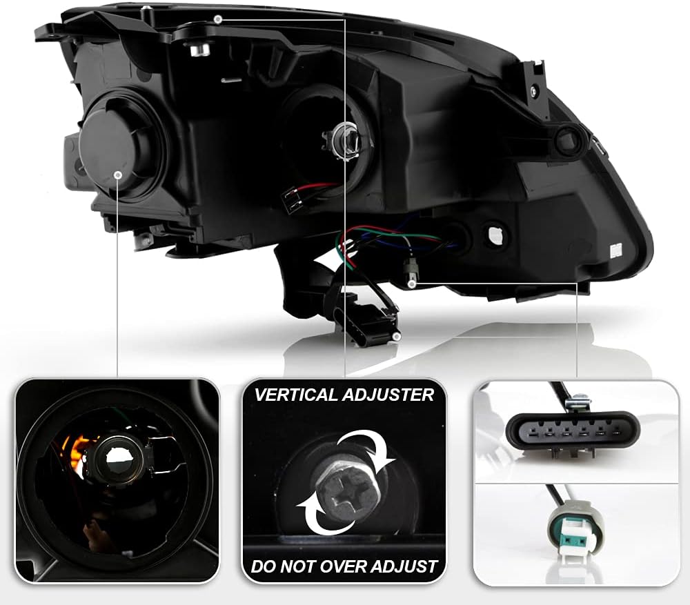 Black LED Projector Headlights Pair Z7607