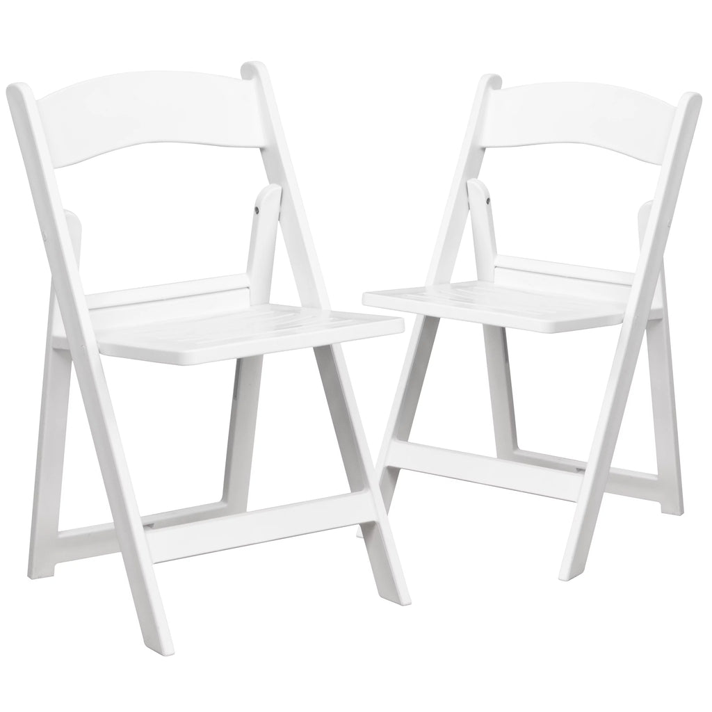 2 Pack 800 lb. Capacity White Resin Folding Chair D890