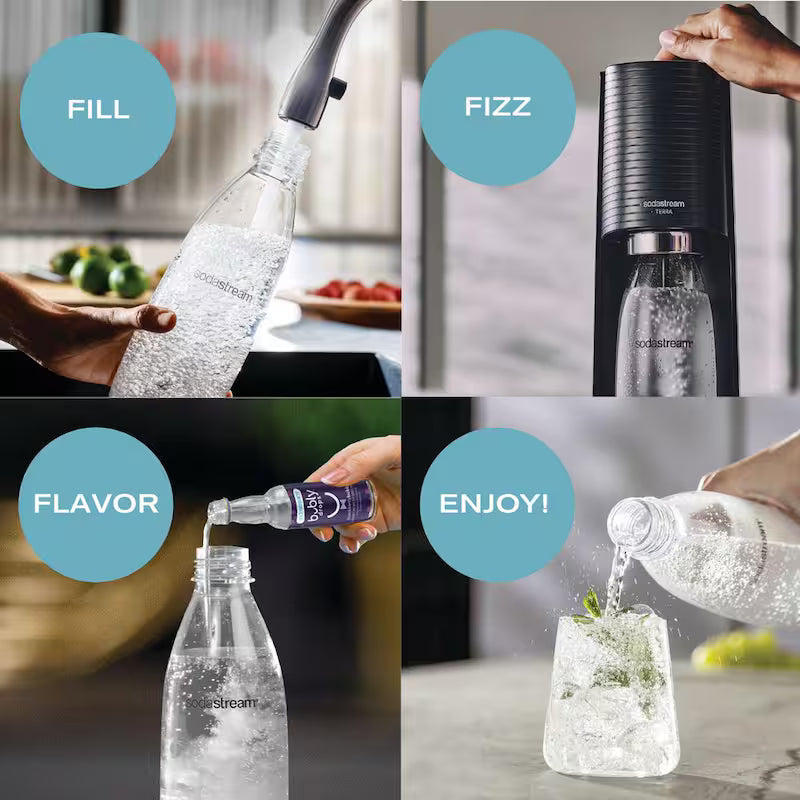Black Soda Machine and Sparkling Water Maker Kit T482