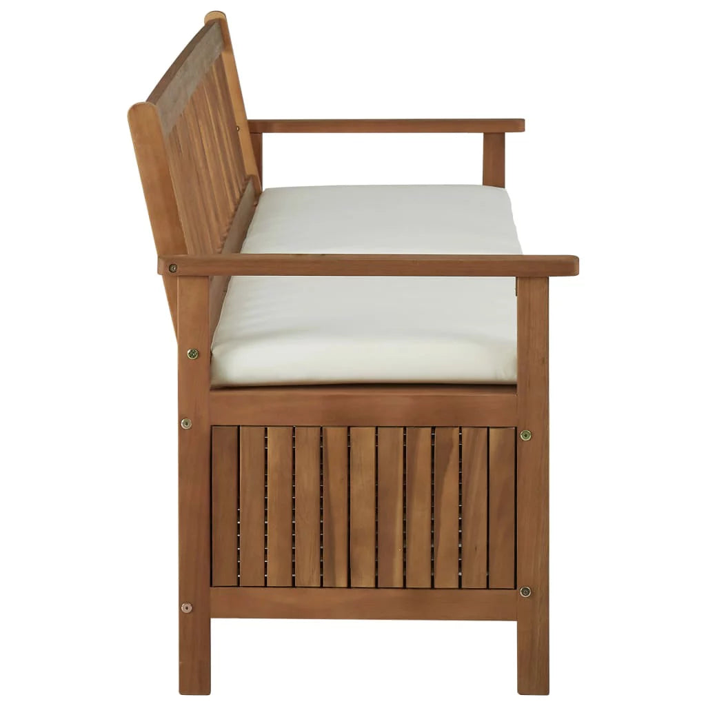 Solid Acacia Wood Storage Bench with Cushion T161808