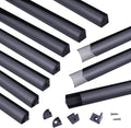 Black LED Channel System with Crystal Smoky Clear Cover Lens, Aluminum Extrusion Profile Strip Tape Lights V-Shape R2360