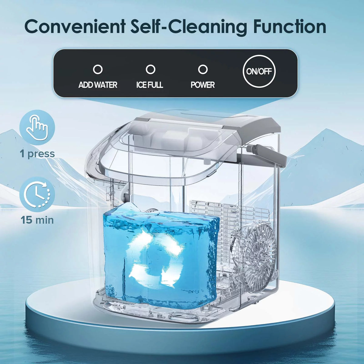 Nugget Ice Maker Countertop 33lbs/24H Self-Cleaning Portable Ice Machine Gray N350