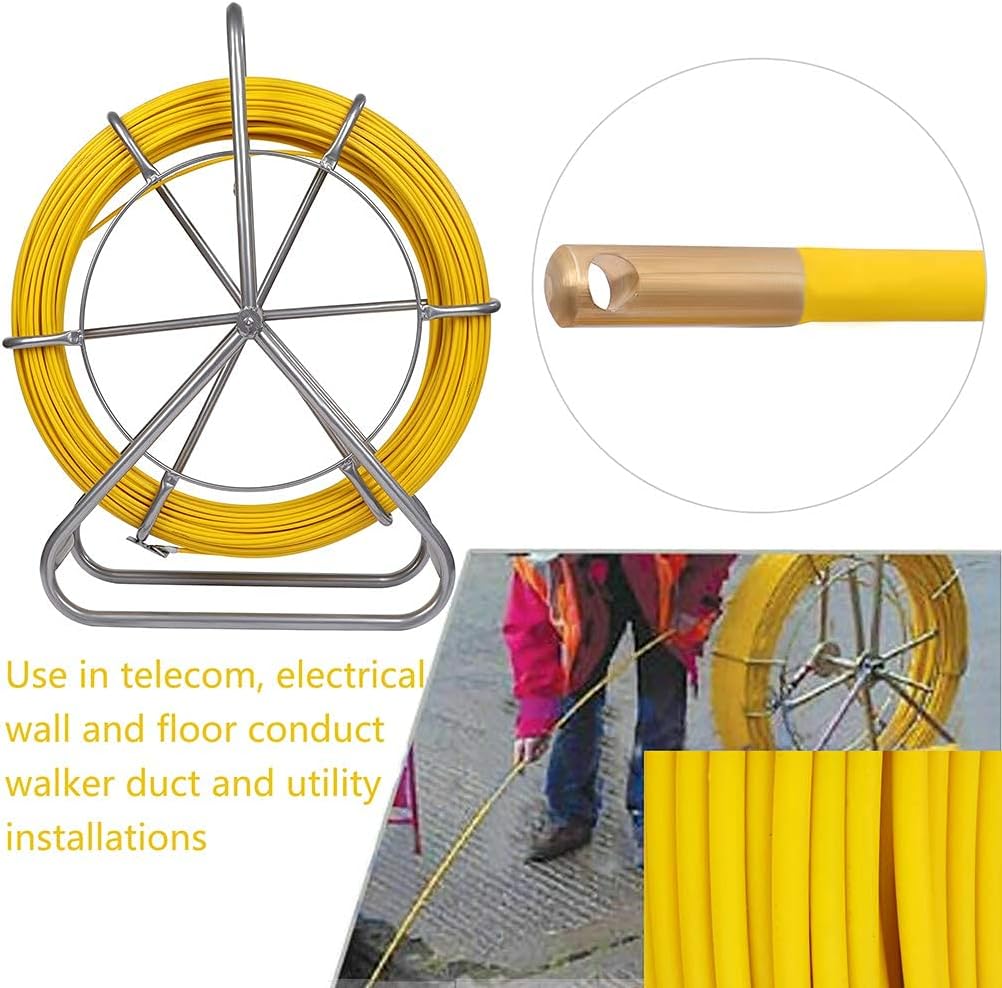 Fiberglass Fish Tape Reel Duct Rodder with Cage and Wheel Stand Z565831