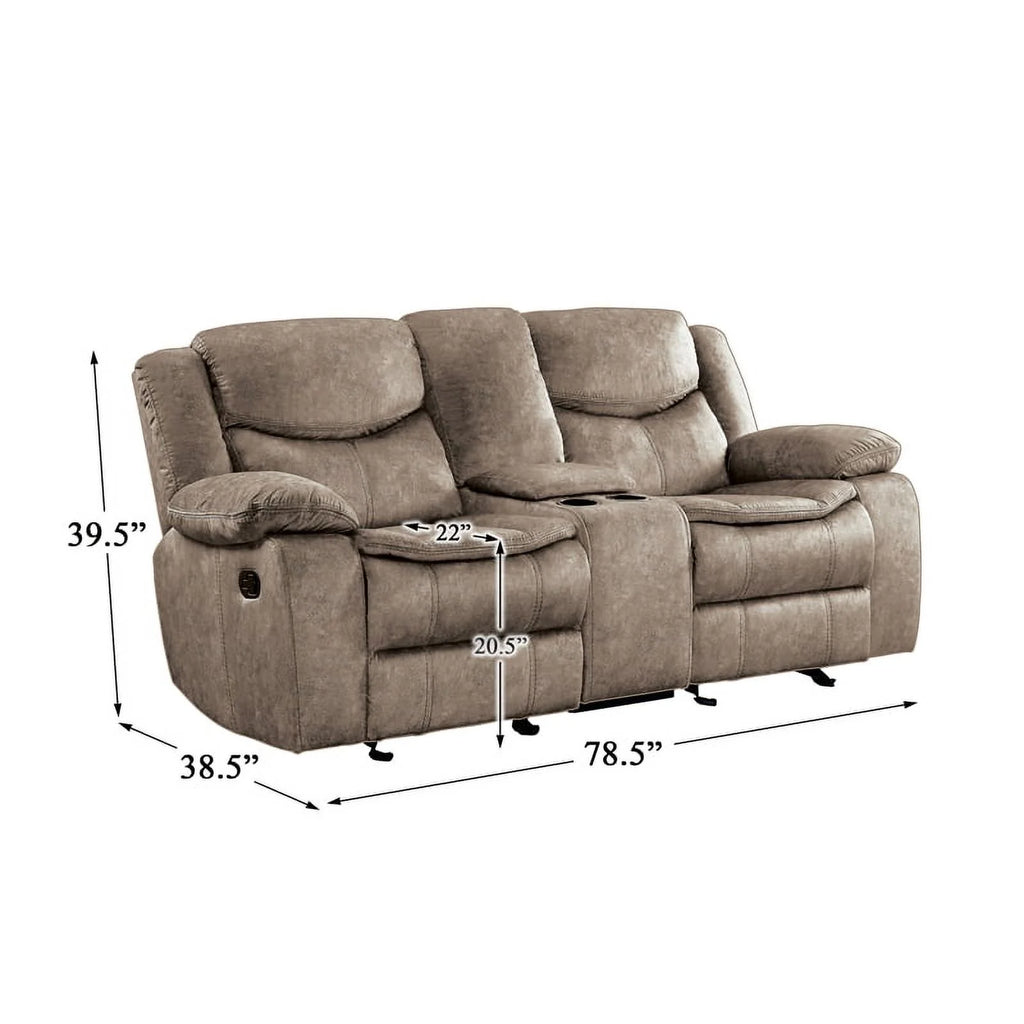 Brown Microfiber Reclining Loveseat U82001