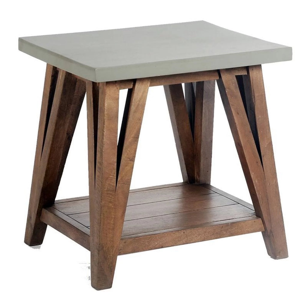 22" Wood Concrete End Table Set of 2 O51810