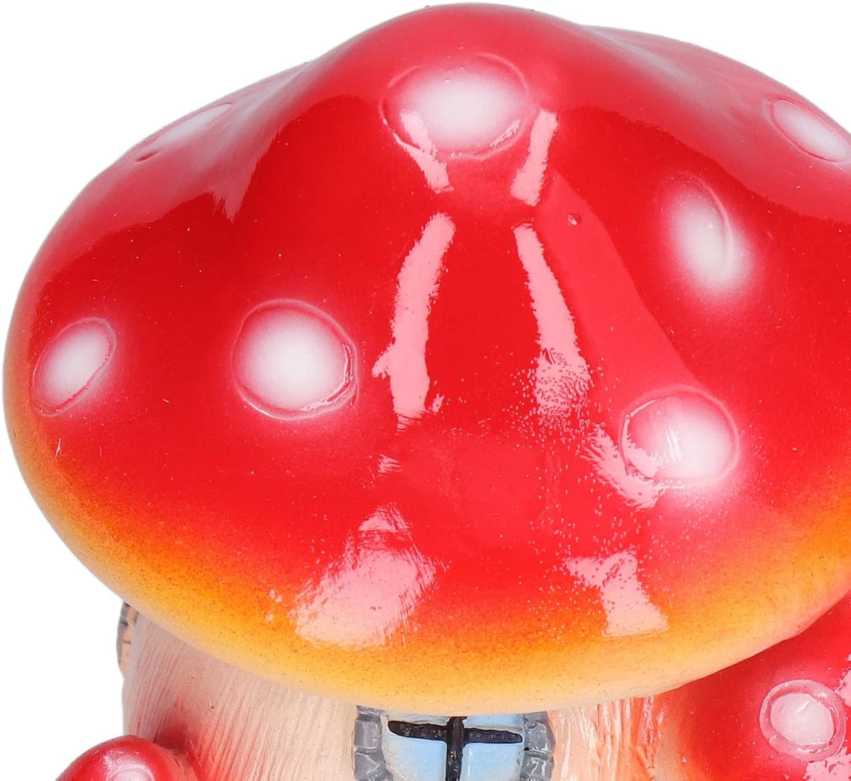 Red Synthetic Resin Mushroom House Sculpture 3.9x3.1x3.7 inch D5595