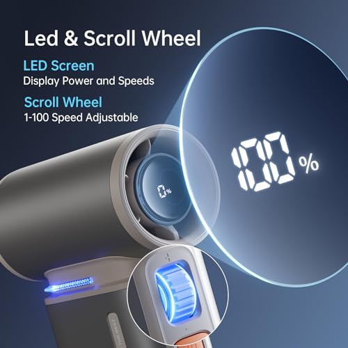 Portable Handheld Turbo Fan 100 Speeds 9000mAh Grey U2236