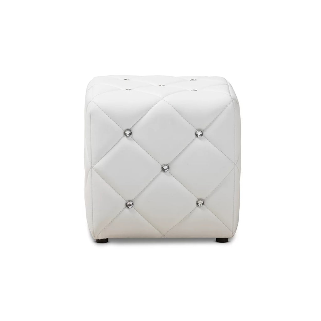 White Faux Leather Upholstered Ottoman B429